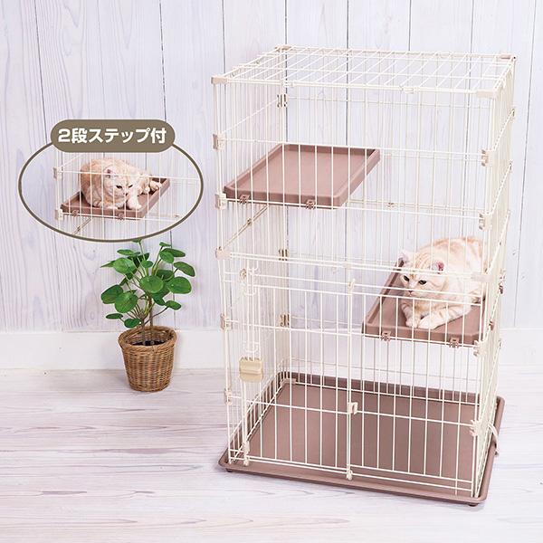 【美品】ベーシックキャットケージ ナチュラル 2段 Add.Mate アドメイト 猫用 ベーシックキャットケージ ナチュラル | Add