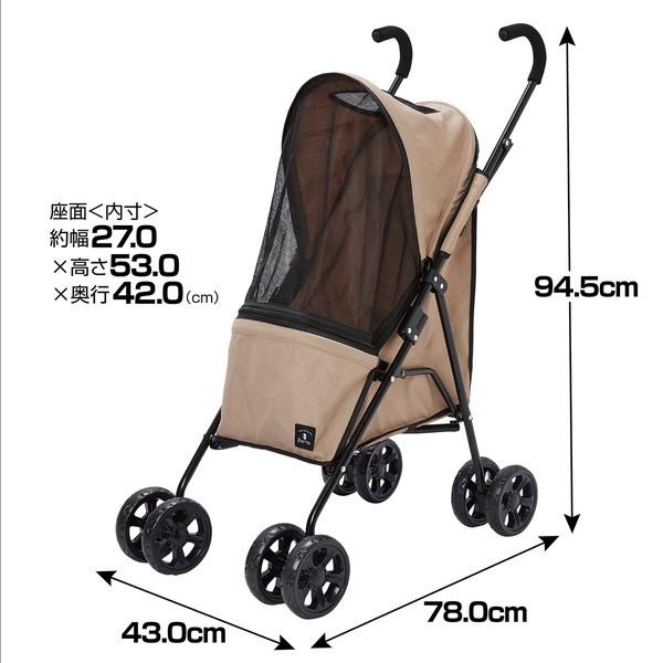 犬用キャリー カート ペティオ Petio Porta ポルタ ドッグコンパクトウォーカー 軽量 コンパクト ベージュ ：約 cm 内寸 外寸 幅27
