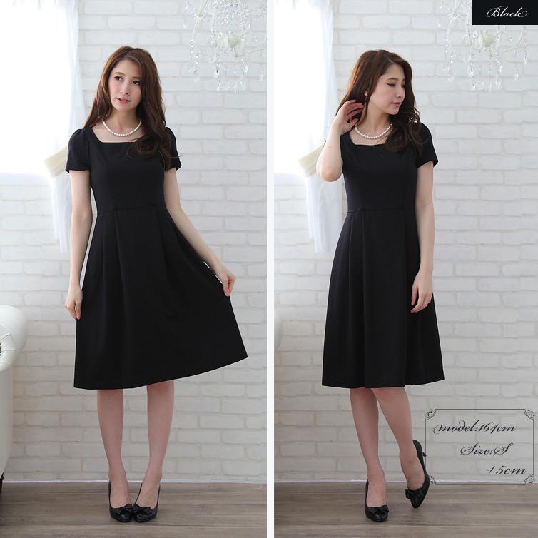 ワンピース レディース 秋 冬 きれいめ 膝丈 シンプル 半袖 大人