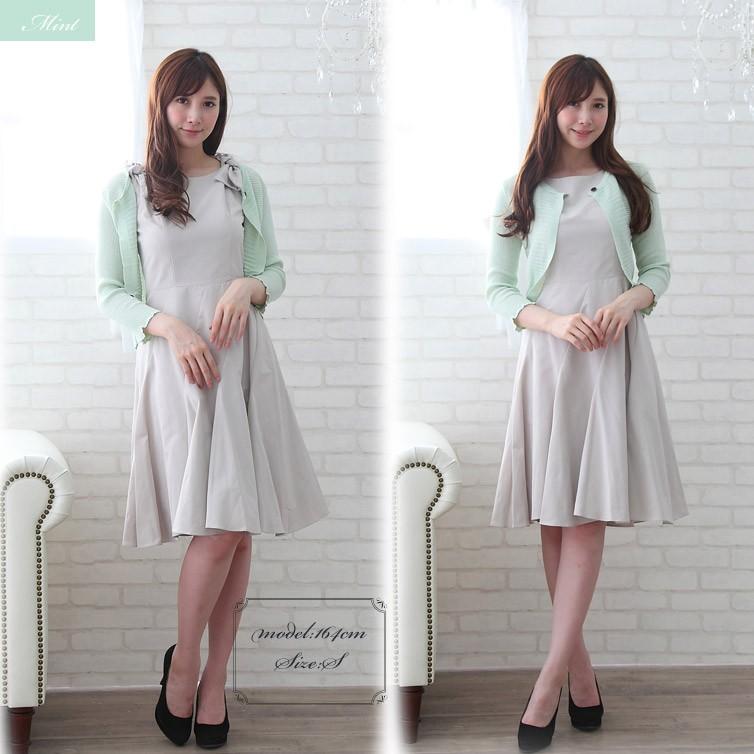 ボレロ カーディガン レディース ミセス 日本製 プリーツ衿 ショート丈