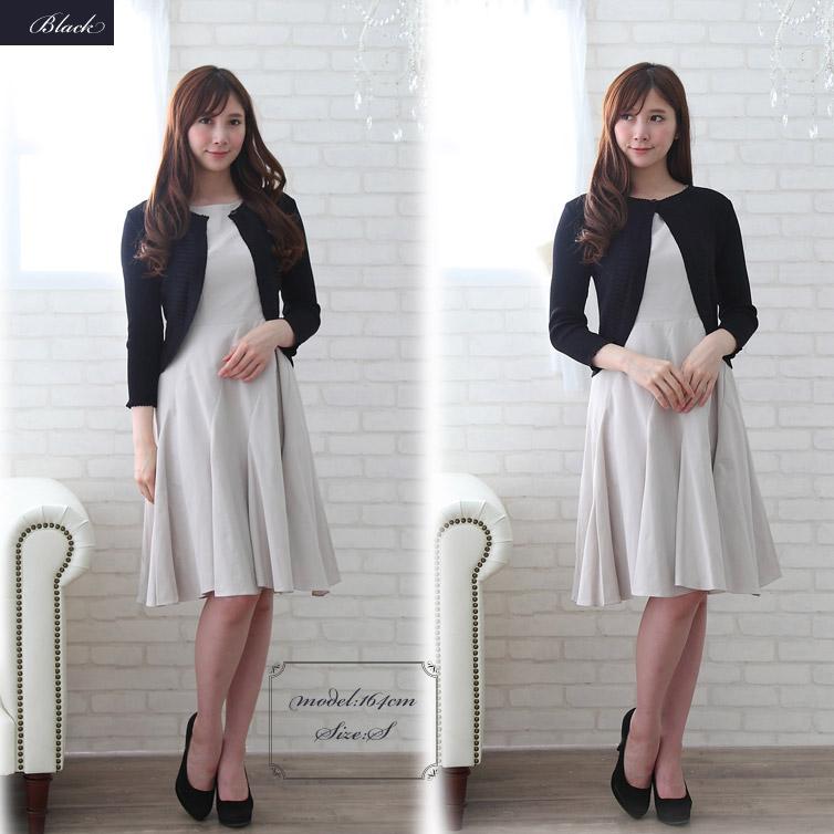 ボレロ カーディガン レディース ミセス 日本製 プリーツ衿 ショート丈