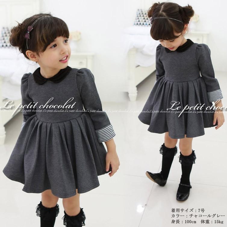 ワンピース 女の子 ネイビー 紺 黒 グレー 入園式 卒園式 入学式 冠婚