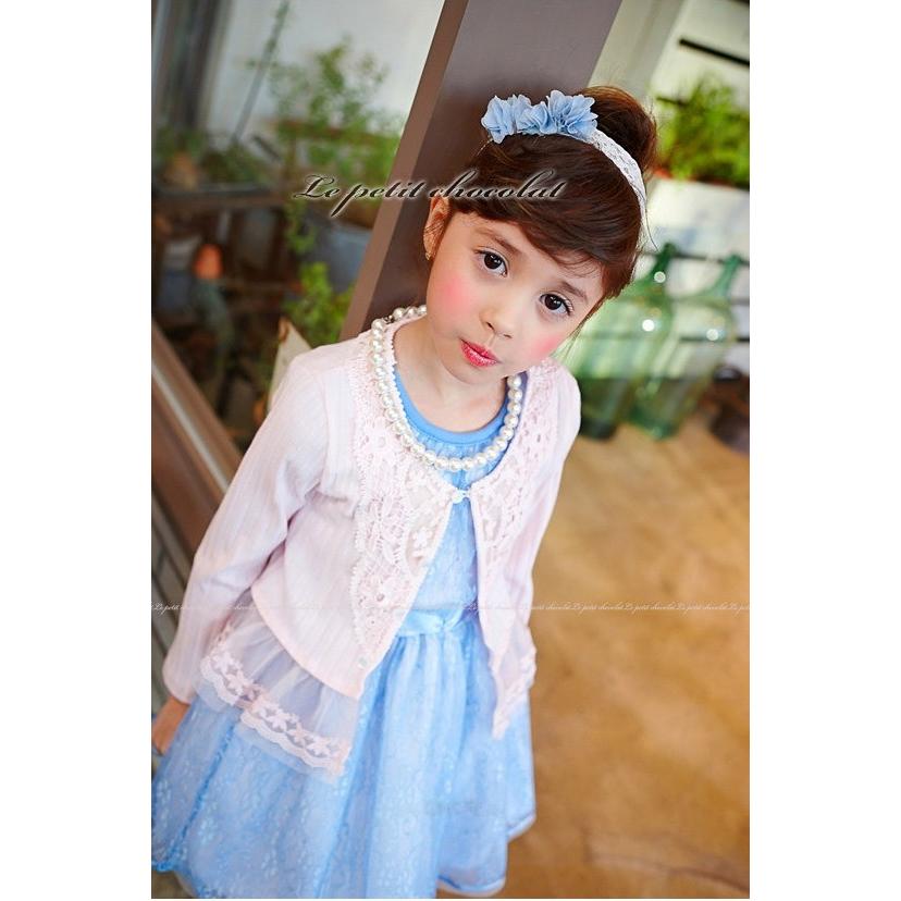 女の子 長袖カーディガン ピンク 白 春夏 フォーマル レース 入学式