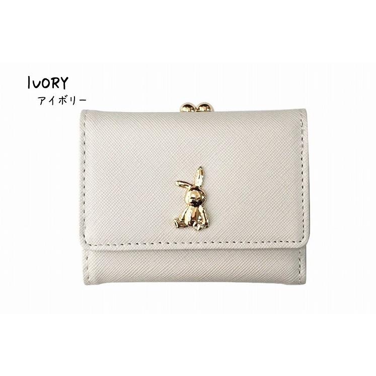 財布 ラビット プレート付 がま口 二つ折り財布 3カラー ミニ 財布 ラビット プレート付 がま口 二つ折り財布 3カラー ミニ
