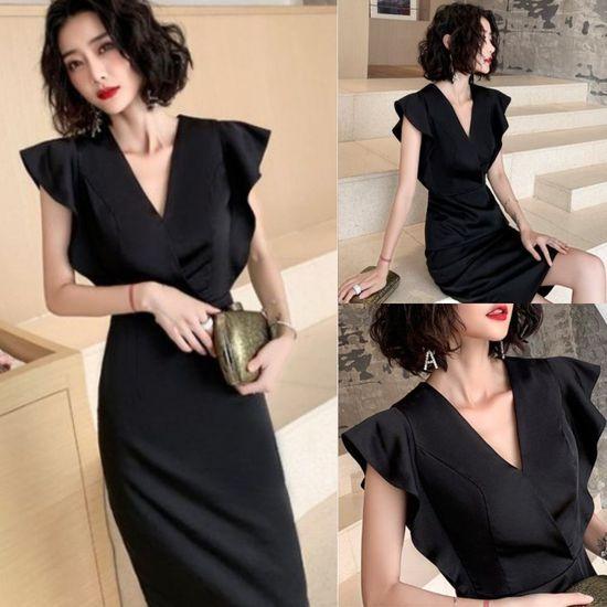 パーティードレス 韓国 即納 ワンピース お呼ばれ 膝丈 結婚式 二次会 プチプラ 謝恩会 ブラック エレガント おしゃれ タイト 個性的 パーティ 超目玉