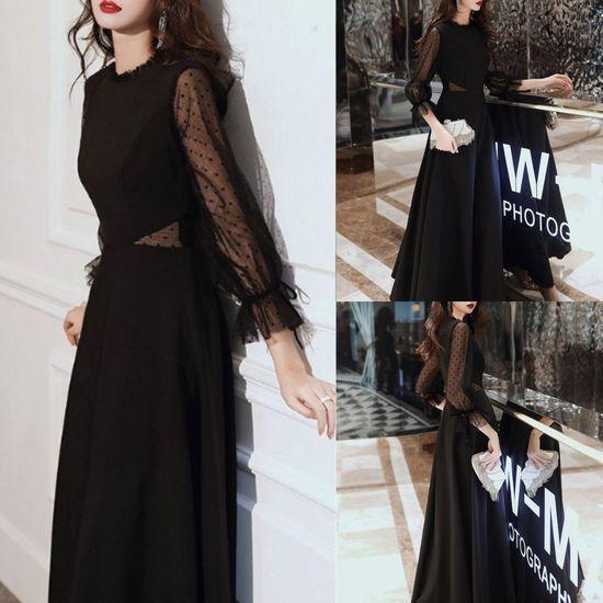 パーティードレス 韓国 即納 ロング 結婚式 ワンピース 二次会 謝恩会 おしゃれ お呼ばれ ブラック 黒 個性的 ドット レース 長袖 Stdl460 プチプラドレス 通販 Yahoo ショッピング