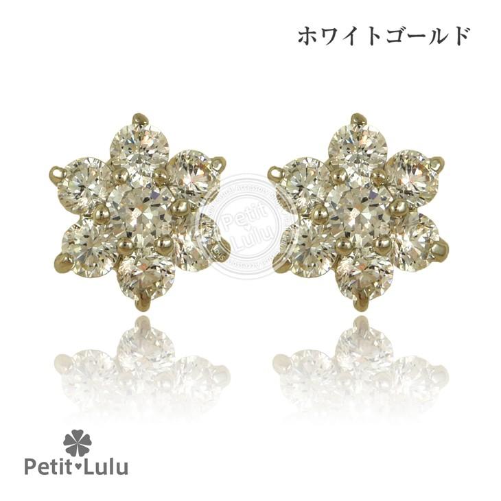 ピアス レディース 雪の結晶 スワロフスキー フラワー 花 アンジェラ k18 18金 金属アレルギー対応 プチルル 誕生日 プレゼント ホワイトデー お返し ギフト | Petit Lulu | 10