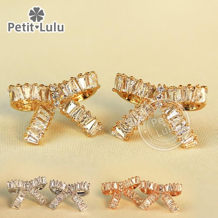 Petit Lulu（プチルル） ピアス レディース ダイヤモンドCZ リボン 