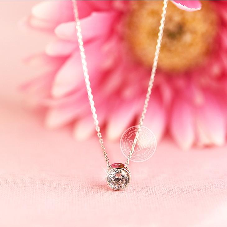 ネックレス レディース ダイヤモンドCZ 金属アレルギー対応 シルバーネックレス 定番 一粒 シルバー925 誕生日 プレゼント ギフトの画像