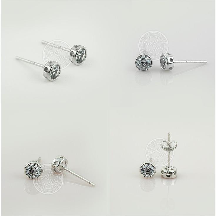 ピアス レディース 18金 つけっぱなし ピアス K18 金属アレルギー対応 シルバー ラウンドカット 一粒 誕生日 プレゼント ギフトの画像