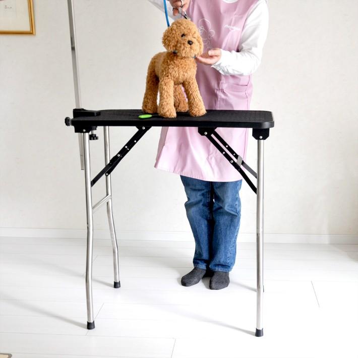 トリミングテーブル BS84KL 高さ84cm PVC 台面ブラック 足ステンレス