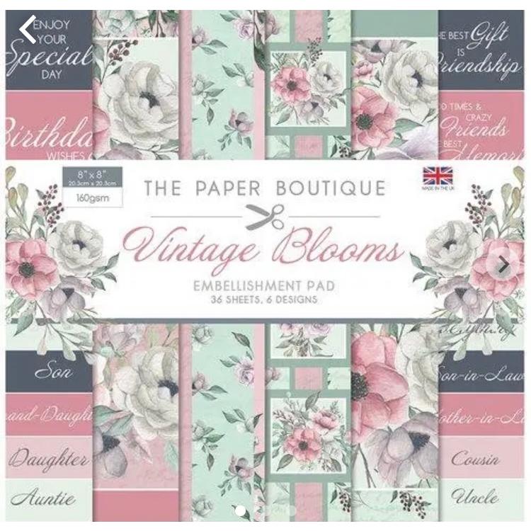 The Paper Boutique ペーパーパッド VintageBlooms スクラップブッキング アルバム ラッピング ペーパークラフト