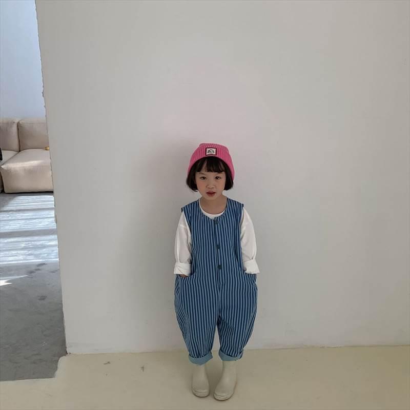 しましま ストライプオーバーオール 女の子 男の子 ベビー キッズ 上下 
