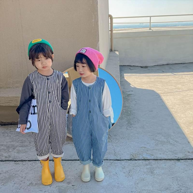 しましま ストライプオーバーオール 女の子 男の子 ベビー キッズ 上下