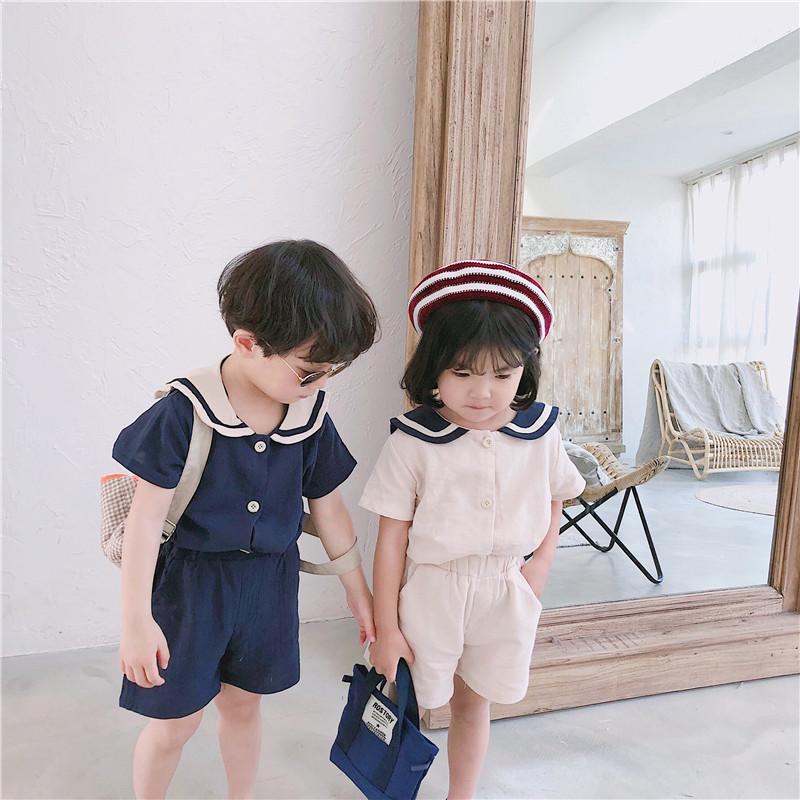 セーラーカラー シャツ＆ショートパンツ 女の子 男の子 ベビー キッズ 