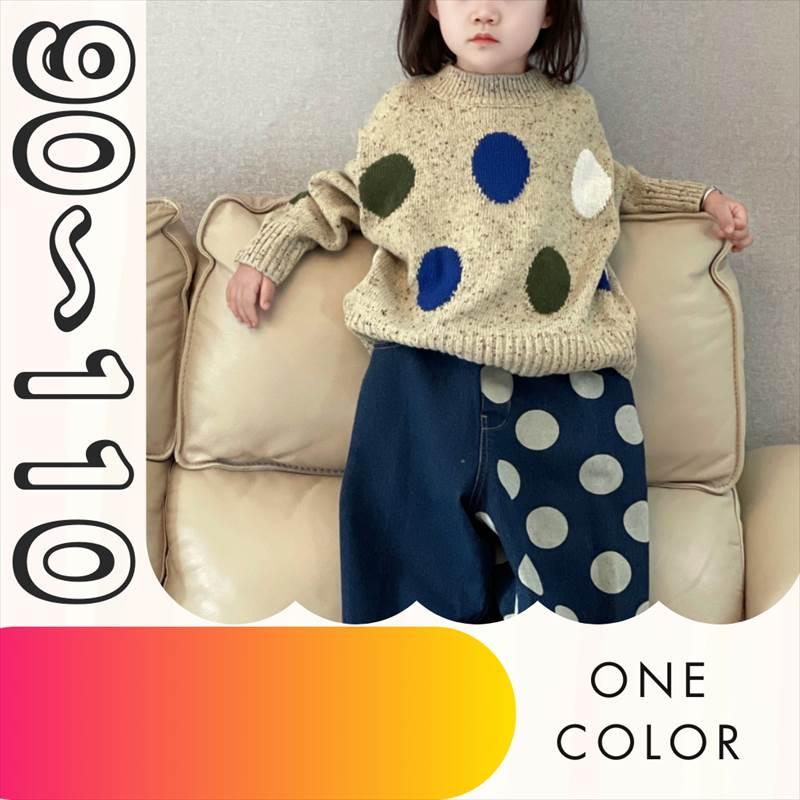 モックネック水玉セーター 女の子 男の子 ベビー キッズ 長袖 90 100 110 秋 冬 韓国子供服 | 