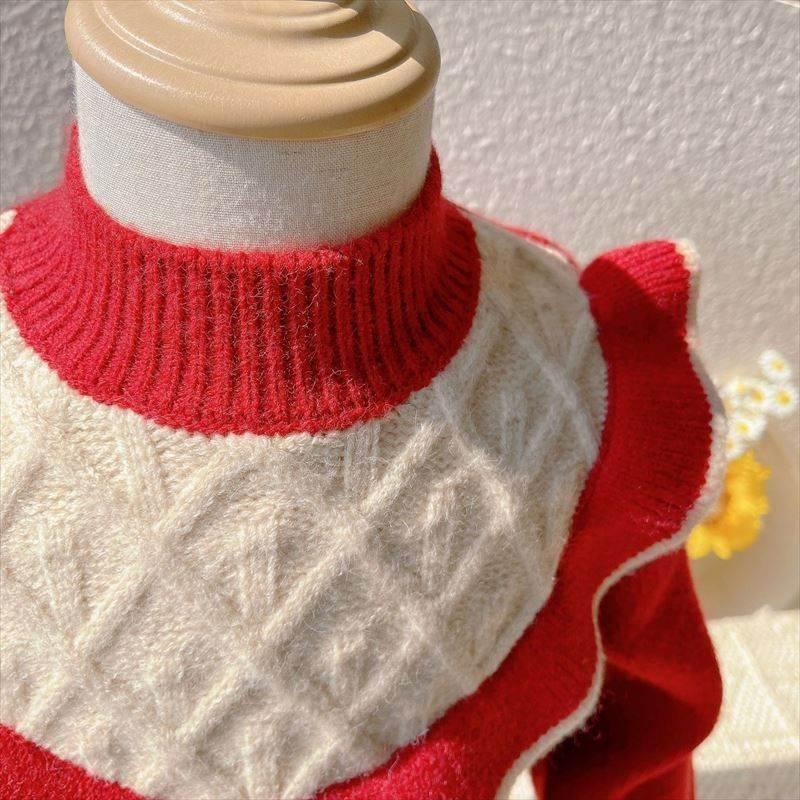 フリル ハイネックセーター（レッド） 女の子 上着  キッズ 80 90 100 110 120 長袖 |  | 06