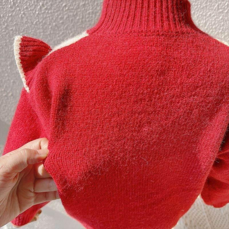 フリル ハイネックセーター（レッド） 女の子 上着  キッズ 80 90 100 110 120 長袖 |  | 07