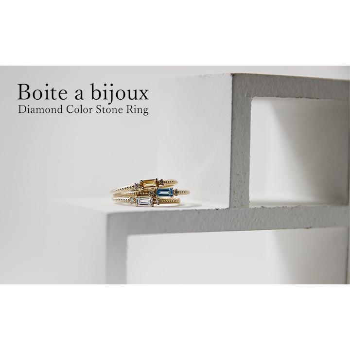 リング レディース K18 カラーストーン ダイヤモンド バゲット 誕生石 指輪 アンティーク ギフト プレゼント 送料無料の画像