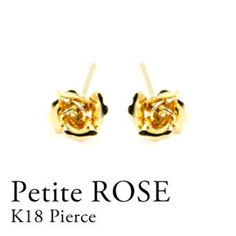 ピアス レディース K18 バラピアス 薔薇モチーフ 地金 フラワー