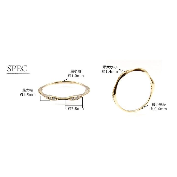 指輪 リング レディース K10　ダイヤモンド 0.06ct リング　重ね付け　シンプル　プレゼント　ギフト　ミル打ち　華奢　細めの画像