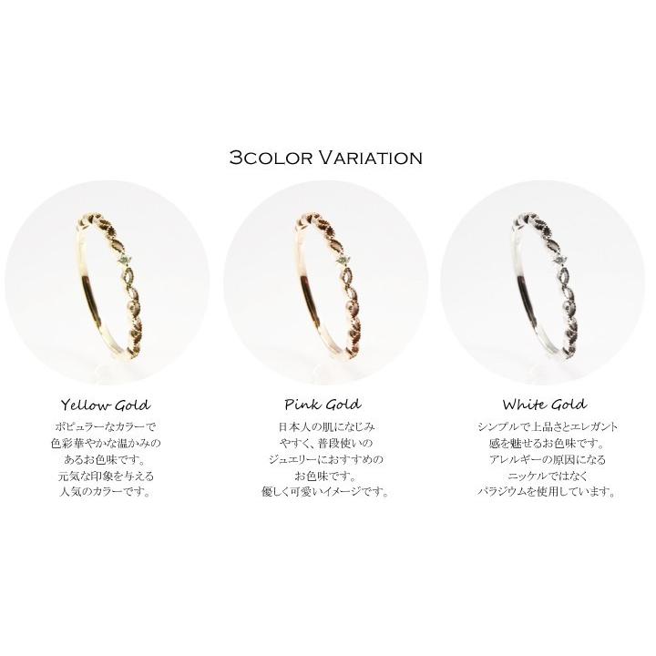 指輪 ダイヤモンド リング レディース K18　ダイヤモンド 0.01ct リング　重ね付け　シンプル　プレゼント　ギフト　ミル打ち　1粒 華奢　細め 55-1577の画像