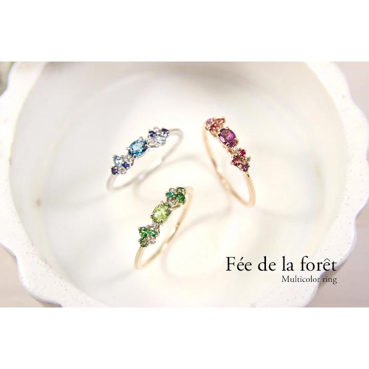 指輪 リング レディース K18  マルチカラー リング 指輪 ダイヤモンド0.02ct 華やか フラワー 花 プレゼント ギフト 記念日 可愛い 三色 送料無料の画像