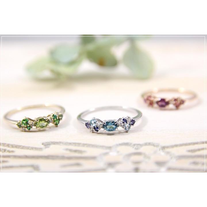 指輪 リング レディース K18  マルチカラー リング 指輪 ダイヤモンド0.02ct 華やか フラワー 花 プレゼント ギフト 記念日 可愛い 三色 送料無料の画像