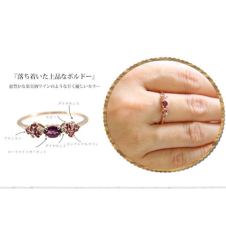 指輪 リング レディース K18  マルチカラー リング 指輪 ダイヤモンド0.02ct 華やか フラワー 花 プレゼント ギフト 記念日 可愛い 三色 送料無料の画像