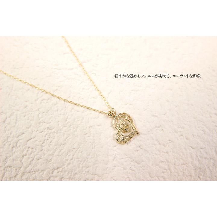 K10 ダイヤモンド 0.01ct ネックレス アンティークネックレス すかし 