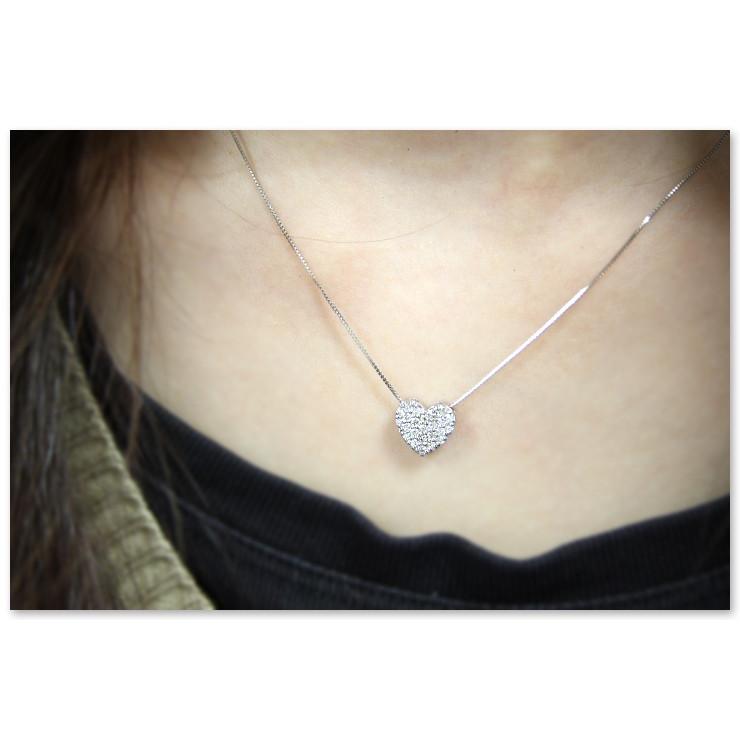 ダイヤモンド ネックレス レディース K18 0.30ct ハート ホワイト  