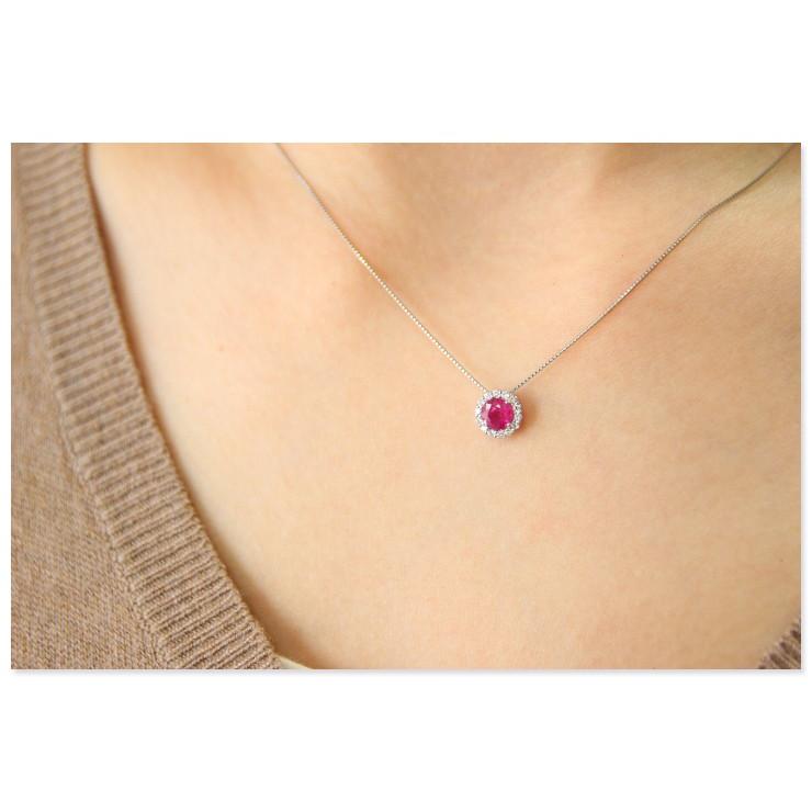 ルビー ネックレス レディース PT900/PT950 0.10ct 取り巻き 誕生石  