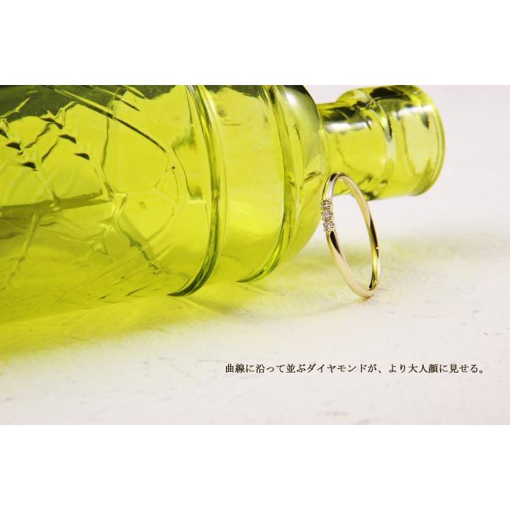 指輪 リング レディース K10 ダイヤモンド　0.03ct　 3ストーン　３石　重ね付け　ギフト　プレゼント　シンプルの画像