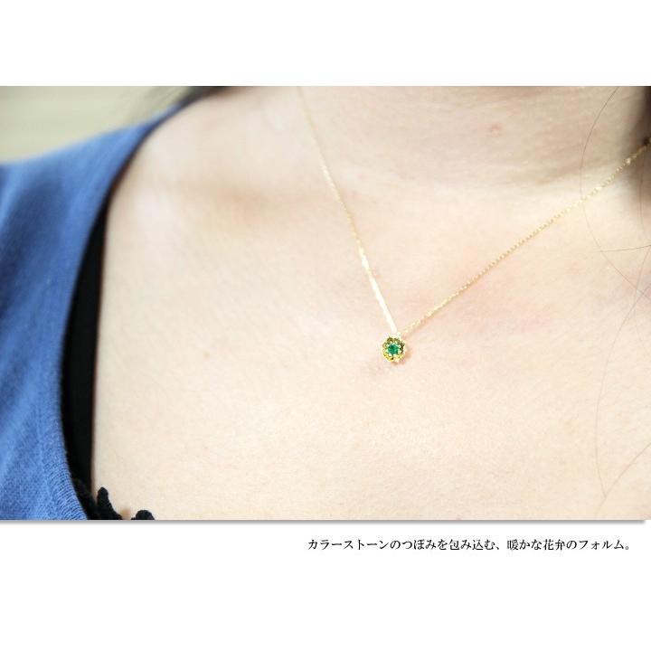 ネックレス レディース K10 カラーストーン 花 フラワー ネックレス