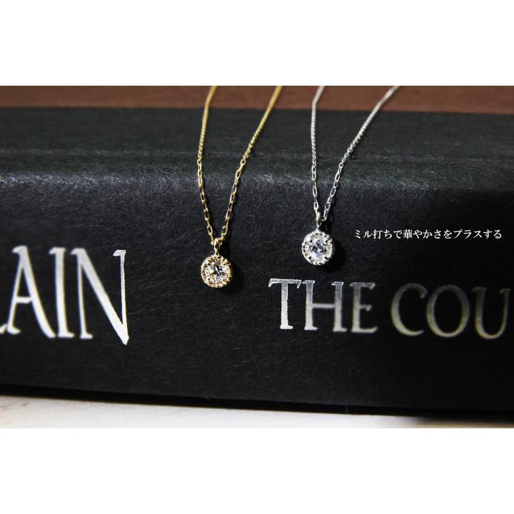 ネックレス ダイヤモンド レディース K10 0.06ct 　4本爪　ホワイトゴールド・ピンクゴールド・イエローゴールド　シンプル　プレゼント　１石　一粒　ギフトの画像