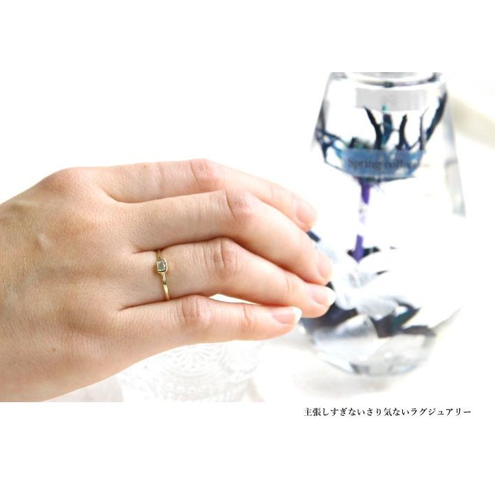 指輪 ダイヤモンド リング レディース K10 0.14ct 指輪 エメラルドカット 伏せ込み イエローゴールド ピンクゴールド  ホワイトゴールド ギフト プレゼントの画像