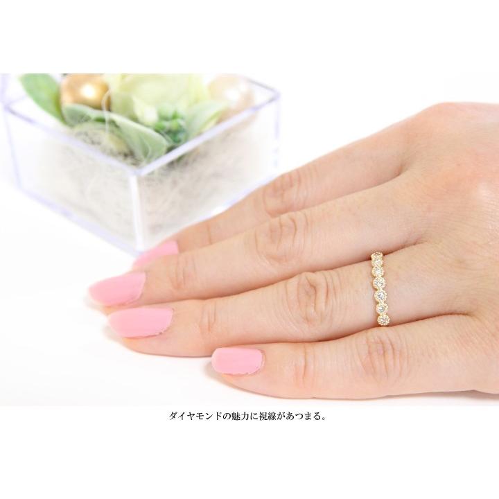 指輪 リング レディース K10 ダイヤモンド 0.13ct 7石 ハーフ