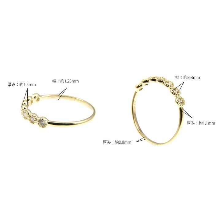 指輪 リング レディース K10 ダイヤモンド 0.13ct 7石 ハーフ