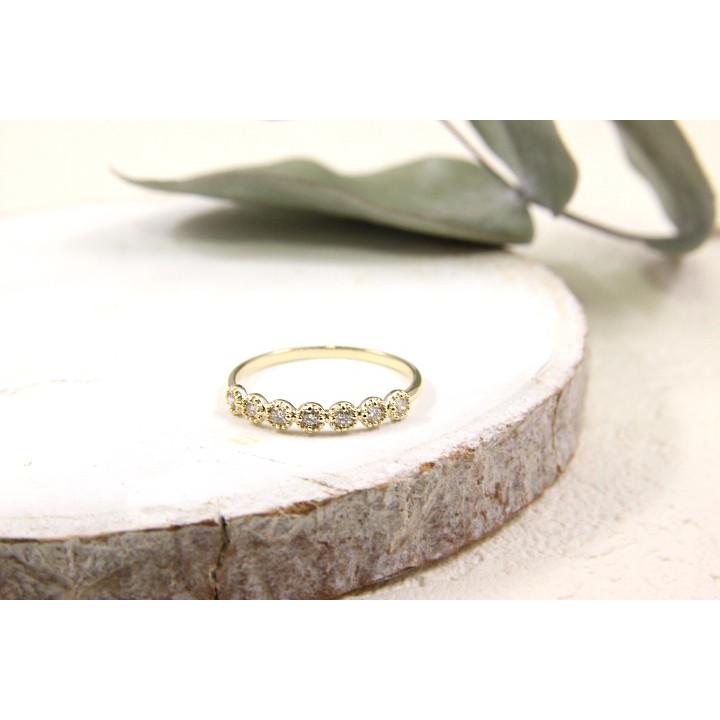 指輪 リング レディース K10 ダイヤモンド 0.13ct 7石 ハーフ