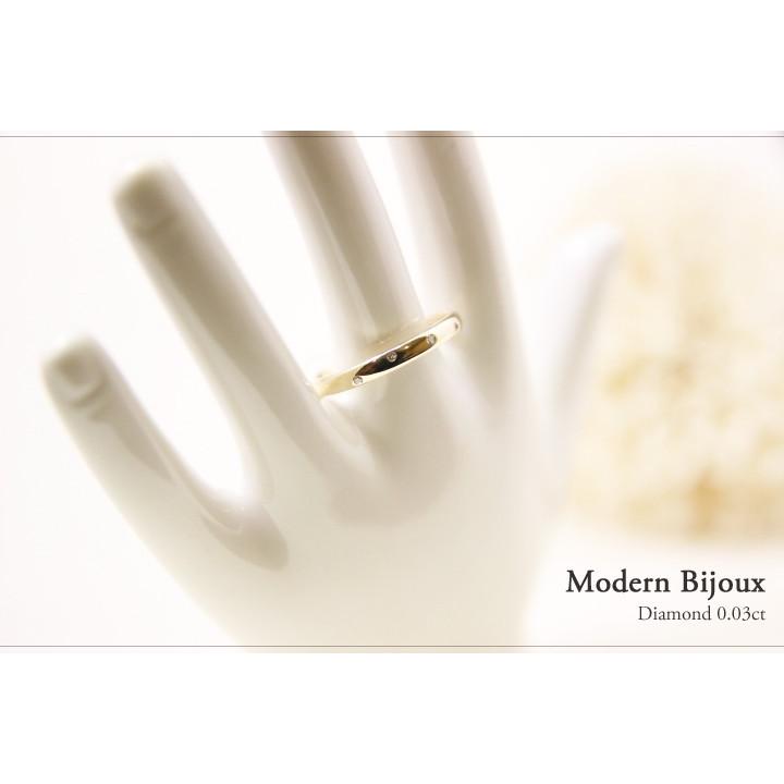 指輪 リング レディース K18　ダイヤモンド0.03ct 　重ね付け　ギフト　ホワイトゴールド・ピンクゴールド・イエローゴールド　プレゼント 華奢の画像
