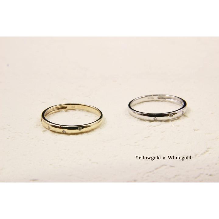 指輪 リング レディース K18　ダイヤモンド0.03ct 　重ね付け　ギフト　ホワイトゴールド・ピンクゴールド・イエローゴールド　プレゼント 華奢の画像