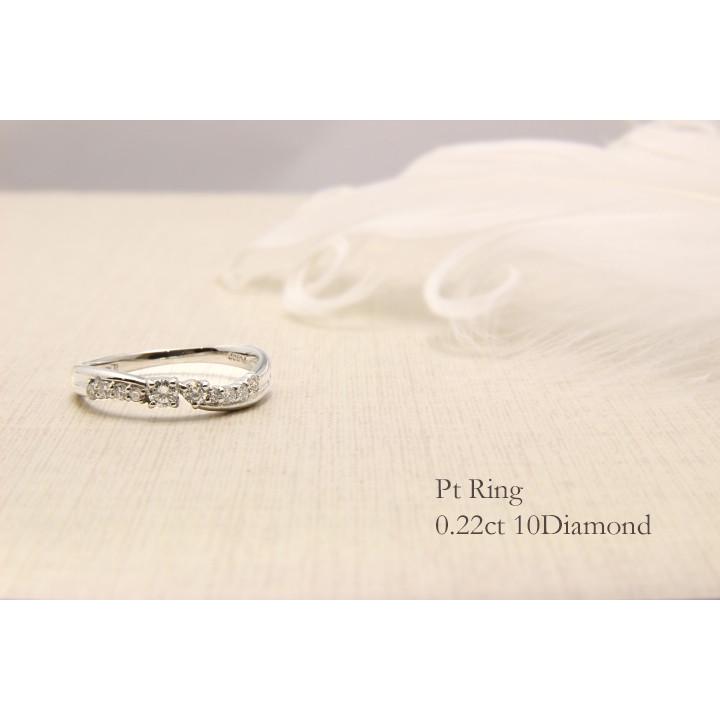 週末限定値下げ！Pt900 ハーフエタニティリング#10 ダイヤ0.20ct ダイヤモンド リング レディーPt900 リングダイヤモンド0.20ct指輪 10