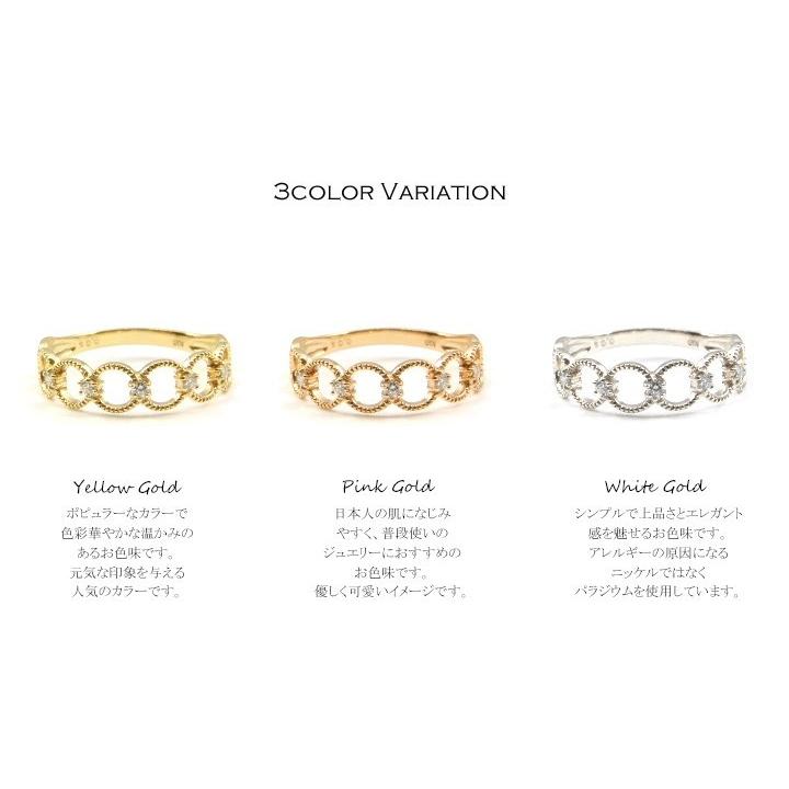 指輪 ダイヤモンド リング レディース K18　ピンキーリング　0.05ct　プレゼント　地金　ホワイトゴールド・ピンクゴールド・イエローゴールドの画像
