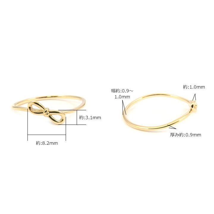 指輪 リング レディース K10/K18 リング リボン 地金 ノットリング デザインリング 華奢 極細 細い お守り モチーフ