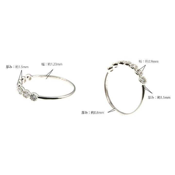 ダイヤモンド リング レディース Pt950　0.13ct　指輪　７石　ハーフエタニティ　ミル打ち　ギフト　プレゼント　記念日の画像