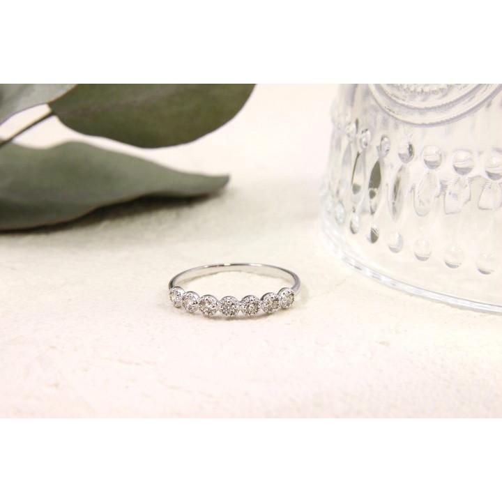 ダイヤモンド リング レディース Pt950　0.13ct　指輪　７石　ハーフエタニティ　ミル打ち　ギフト　プレゼント　記念日の画像