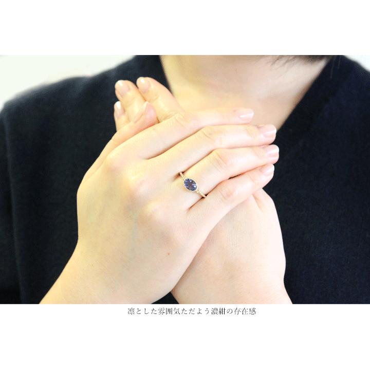 指輪 リング レディース K18 リング アイオライト オパール ミル打ち エレガント クラシカル 大粒 一粒 ギフトの画像