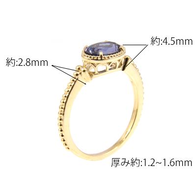 指輪 リング レディース K18 リング アイオライト オパール ミル打ち エレガント クラシカル 大粒 一粒 ギフトの画像