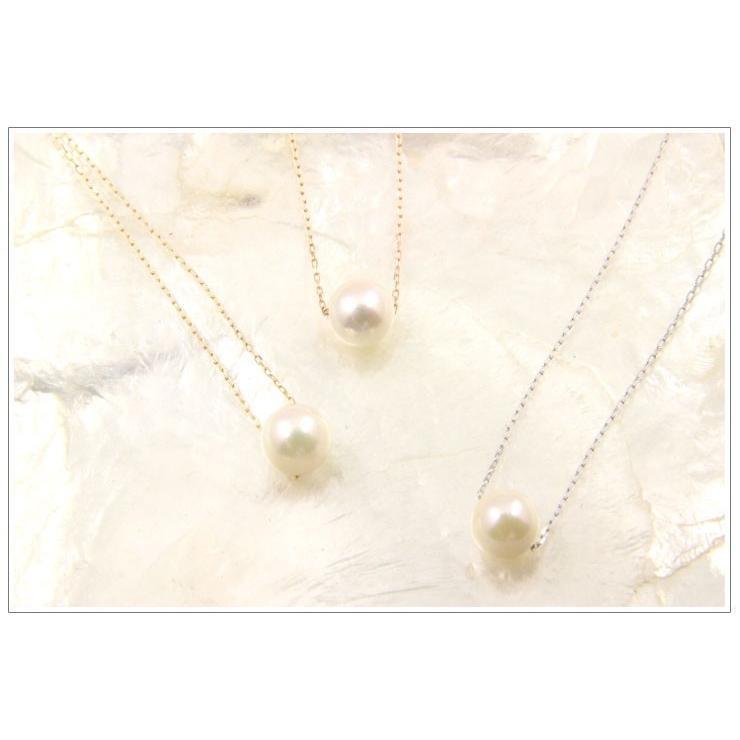 アコヤパール ネックレス レディース K18 7mm 1粒 ホワイトゴールド 