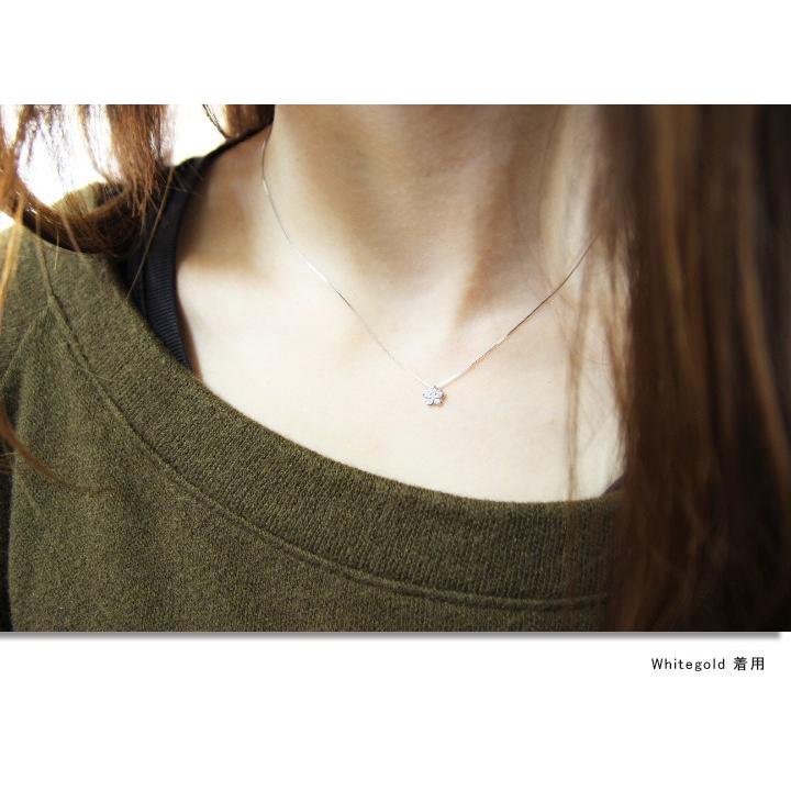 ダイヤモンド ネックレス レディース K18 桜 0.10ct ペンダント